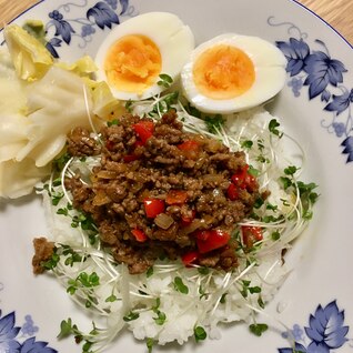 簡単☆お昼ご飯にピッタリ！甘辛挽き肉のせごはん